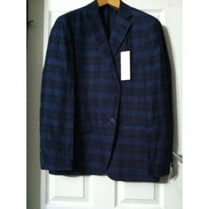 CALVIN KLEIN MENS NEW BLUE 100%LINEN SLIM FIT SPORT COAT JACKET BLAZER SZ:40R
